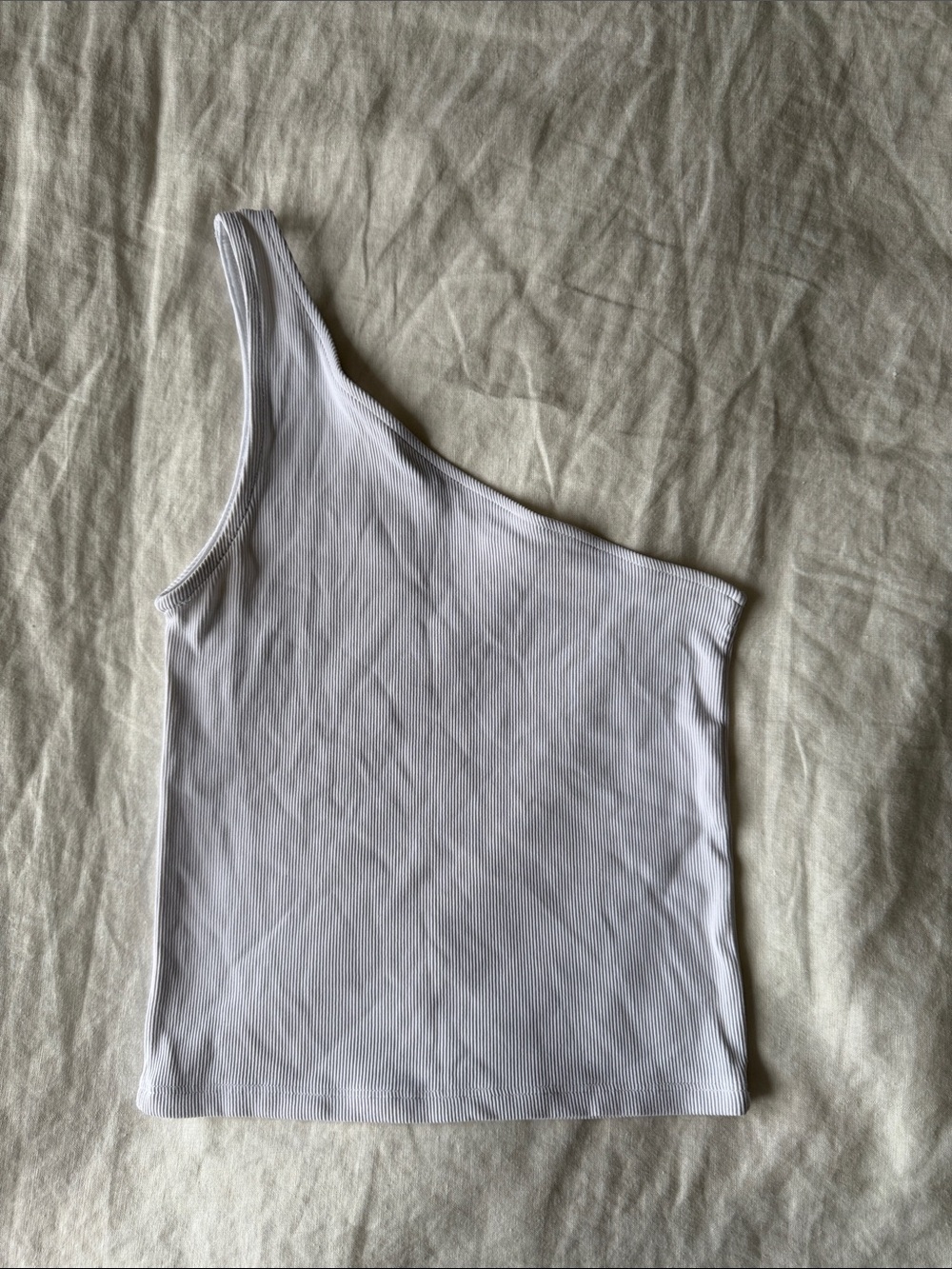 White One-Shoulder Ribbed Tank